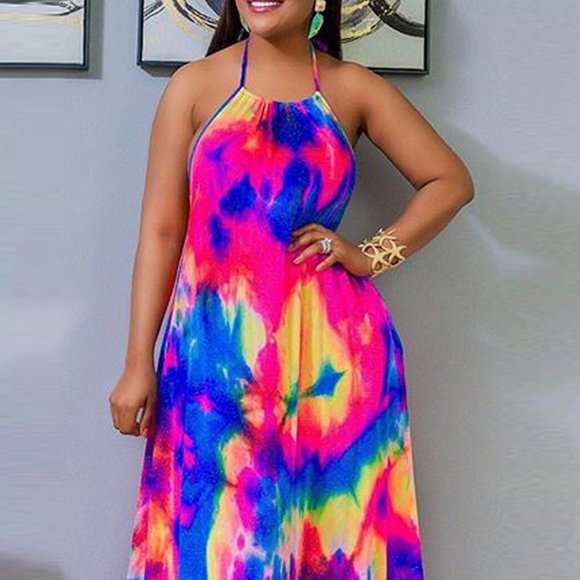 Multi-Color Halter Sundress - Picture 2 of 6